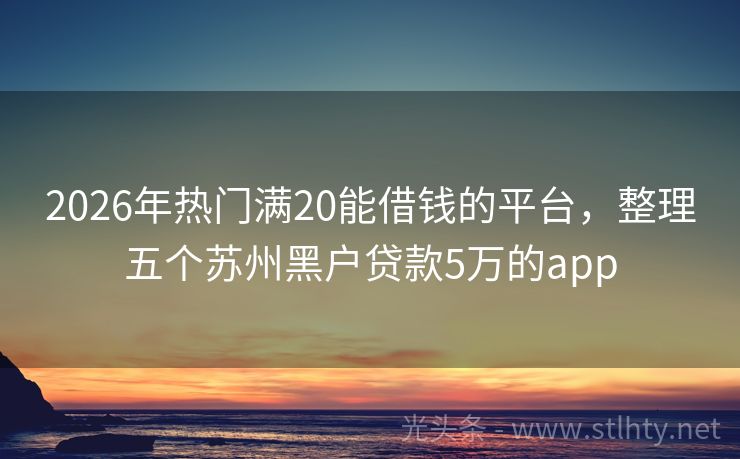 2026年热门满20能借钱的平台，整理五个苏州黑户贷款5万的app