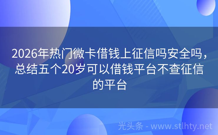 2026年热门微卡借钱上征信吗安全吗，总结五个20岁可以借钱平台不查征信的平台
