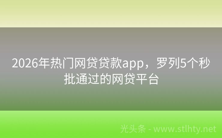 2026年热门网贷贷款app，罗列5个秒批通过的网贷平台