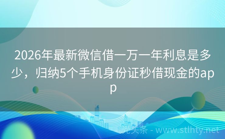 2026年最新微信借一万一年利息是多少，归纳5个手机身份证秒借现金的app
