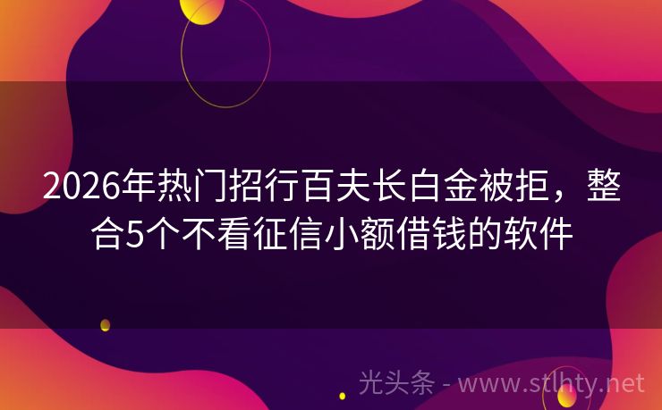 2026年热门招行百夫长白金被拒，整合5个不看征信小额借钱的软件