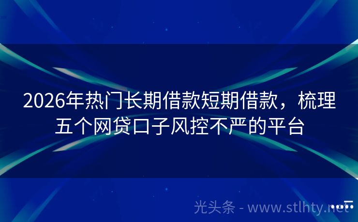2026年热门长期借款短期借款，梳理五个网贷口子风控不严的平台