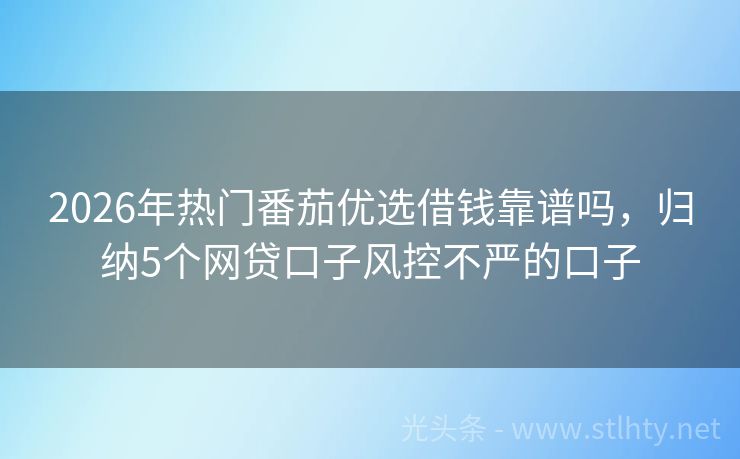 2026年热门番茄优选借钱靠谱吗，归纳5个网贷口子风控不严的口子