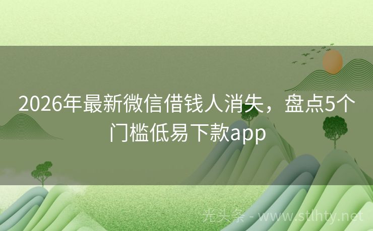 2026年最新微信借钱人消失，盘点5个门槛低易下款app