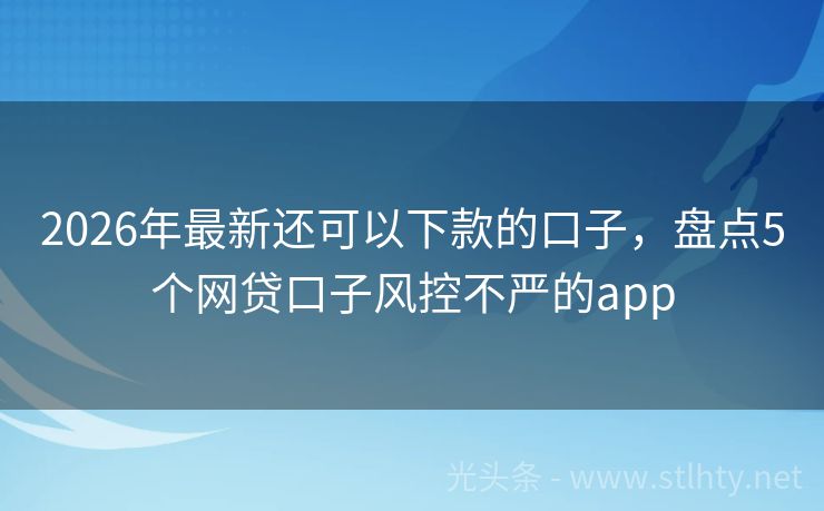 2026年最新还可以下款的口子，盘点5个网贷口子风控不严的app