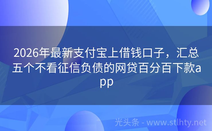 2026年最新支付宝上借钱口子，汇总五个不看征信负债的网贷百分百下款app