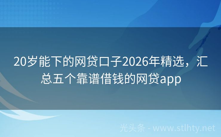 20岁能下的网贷口子2026年精选，汇总五个靠谱借钱的网贷app