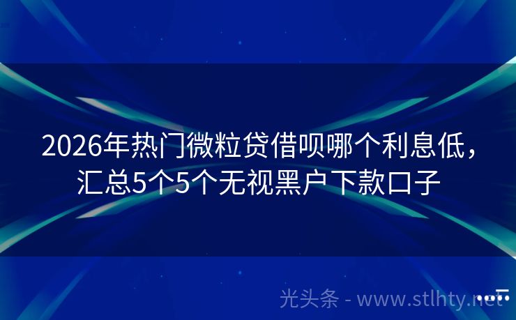 2026年热门微粒贷借呗哪个利息低，汇总5个5个无视黑户下款口子