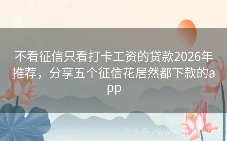 不看征信只看打卡工资的贷款2026年推荐，分享五个征信花居然都下款的app