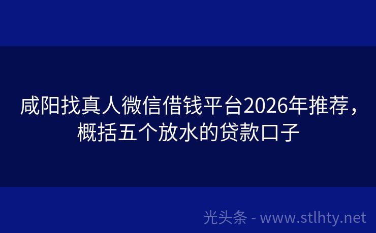 咸阳找真人微信借钱平台2026年推荐，概括五个放水的贷款口子