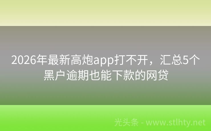 2026年最新高炮app打不开，汇总5个黑户逾期也能下款的网贷