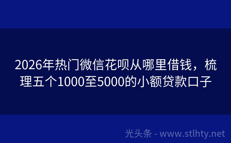 2026年热门微信花呗从哪里借钱，梳理五个1000至5000的小额贷款口子