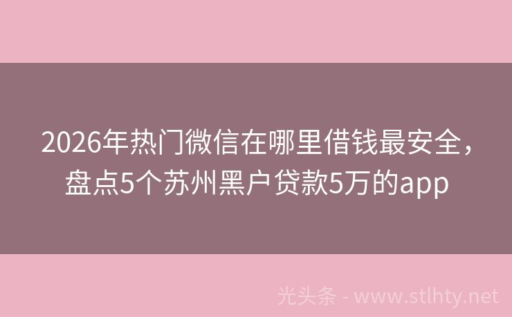 2026年热门微信在哪里借钱最安全，盘点5个苏州黑户贷款5万的app