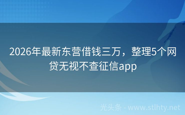 2026年最新东营借钱三万，整理5个网贷无视不查征信app