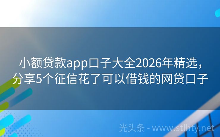 小额贷款app口子大全2026年精选，分享5个征信花了可以借钱的网贷口子