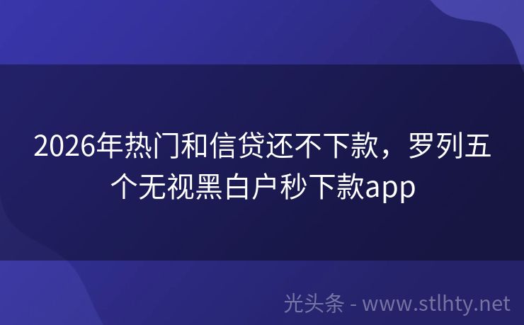 2026年热门和信贷还不下款，罗列五个无视黑白户秒下款app