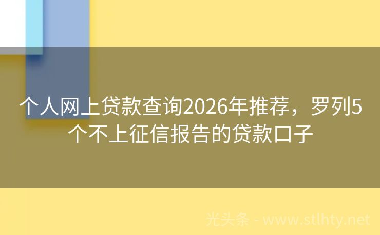 个人网上贷款查询2026年推荐，罗列5个不上征信报告的贷款口子