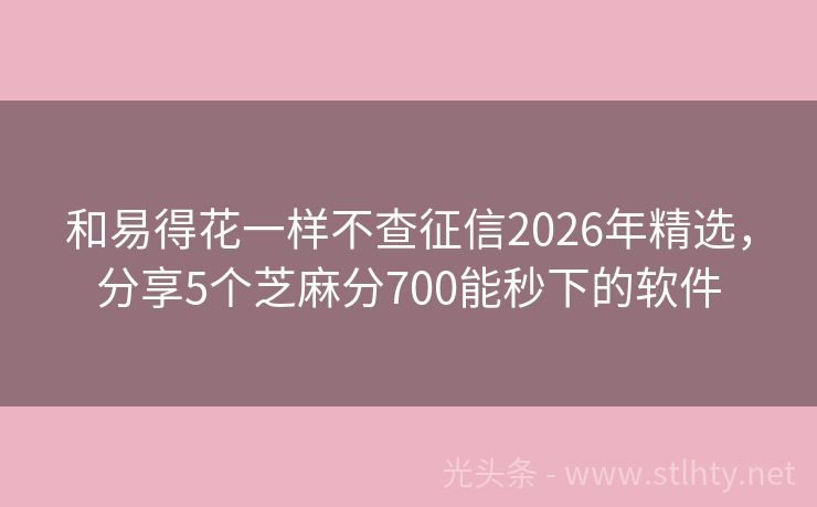 和易得花一样不查征信2026年精选，分享5个芝麻分700能秒下的软件
