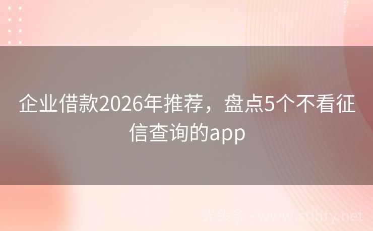 企业借款2026年推荐，盘点5个不看征信查询的app