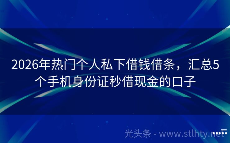 2026年热门个人私下借钱借条，汇总5个手机身份证秒借现金的口子