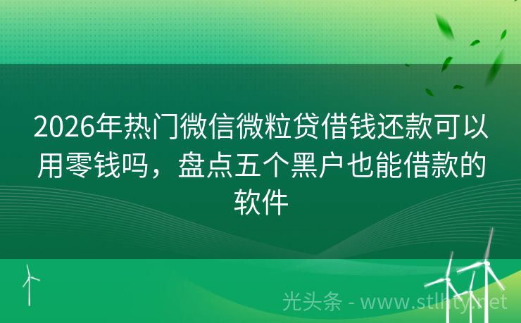 2026年热门微信微粒贷借钱还款可以用零钱吗，盘点五个黑户也能借款的软件