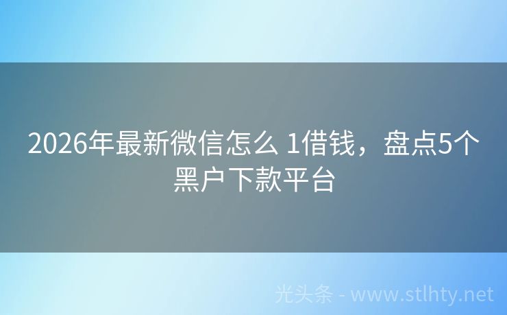 2026年最新微信怎么 1借钱，盘点5个黑户下款平台