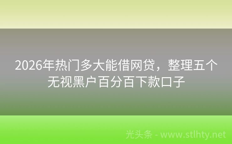 2026年热门多大能借网贷，整理五个无视黑户百分百下款口子