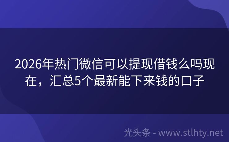 2026年热门微信可以提现借钱么吗现在，汇总5个最新能下来钱的口子