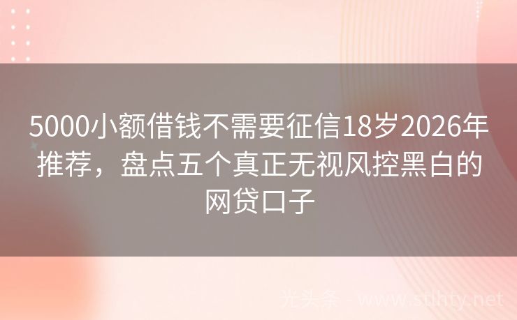 5000小额借钱不需要征信18岁2026年推荐，盘点五个真正无视风控黑白的网贷口子