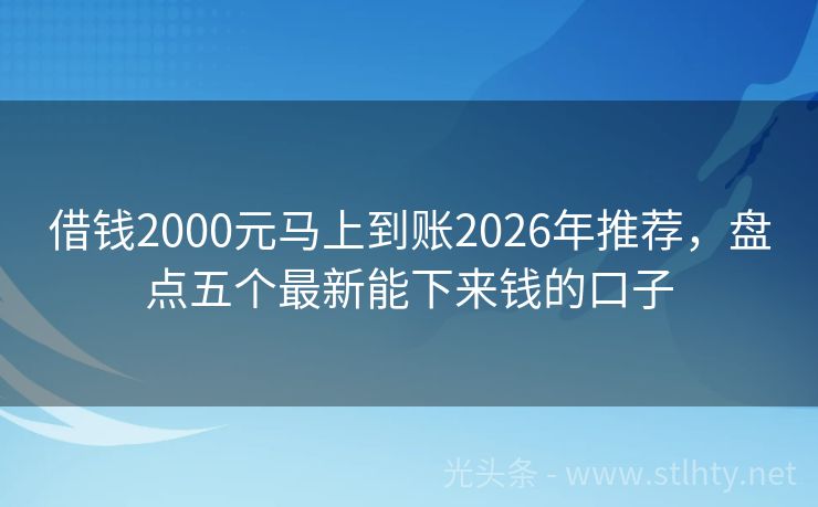 借钱2000元马上到账2026年推荐，盘点五个最新能下来钱的口子