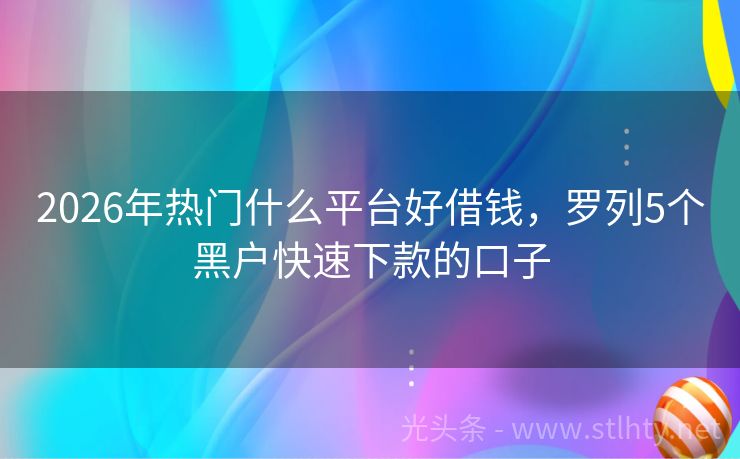 2026年热门什么平台好借钱，罗列5个黑户快速下款的口子