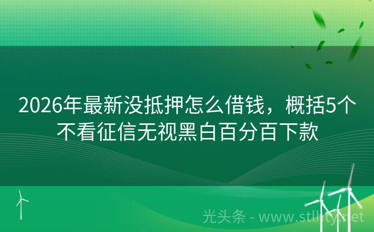 2026年最新没抵押怎么借钱，概括5个不看征信无视黑白百分百下款