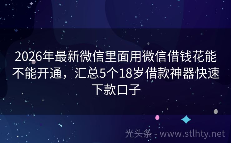 2026年最新微信里面用微信借钱花能不能开通，汇总5个18岁借款神器快速下款口子