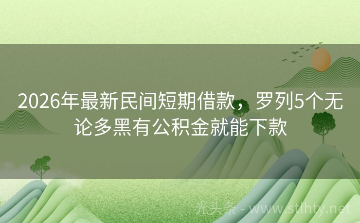 2026年最新民间短期借款，罗列5个无论多黑有公积金就能下款