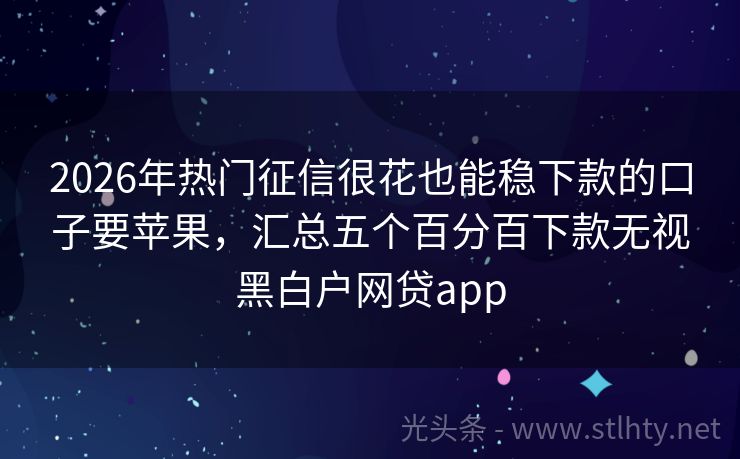 2026年热门征信很花也能稳下款的口子要苹果，汇总五个百分百下款无视黑白户网贷app