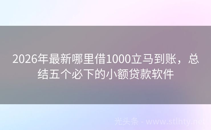 2026年最新哪里借1000立马到账，总结五个必下的小额贷款软件