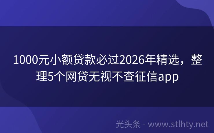 1000元小额贷款必过2026年精选，整理5个网贷无视不查征信app