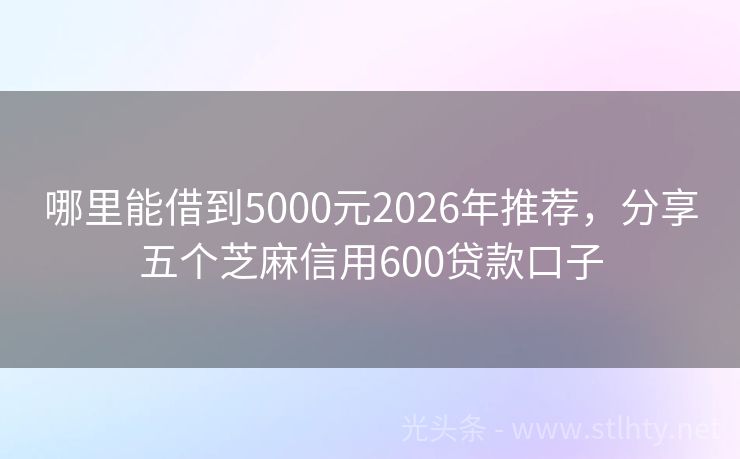 哪里能借到5000元2026年推荐，分享五个芝麻信用600贷款口子