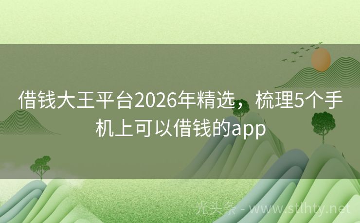 借钱大王平台2026年精选，梳理5个手机上可以借钱的app