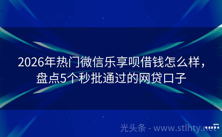 2026年热门微信乐享呗借钱怎么样，盘点5个秒批通过的网贷口子