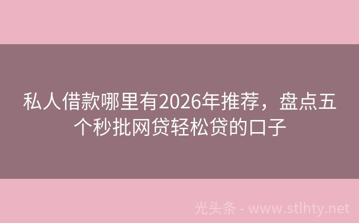 私人借款哪里有2026年推荐，盘点五个秒批网贷轻松贷的口子