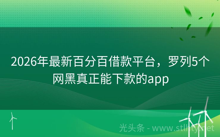 2026年最新百分百借款平台，罗列5个网黑真正能下款的app