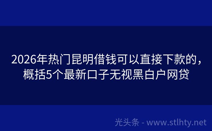 2026年热门昆明借钱可以直接下款的，概括5个最新口子无视黑白户网贷