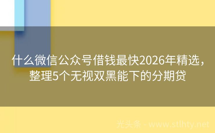 什么微信公众号借钱最快2026年精选，整理5个无视双黑能下的分期贷