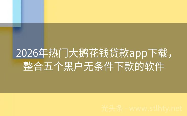 2026年热门大鹅花钱贷款app下载，整合五个黑户无条件下款的软件