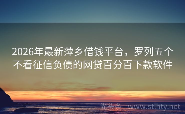 2026年最新萍乡借钱平台，罗列五个不看征信负债的网贷百分百下款软件