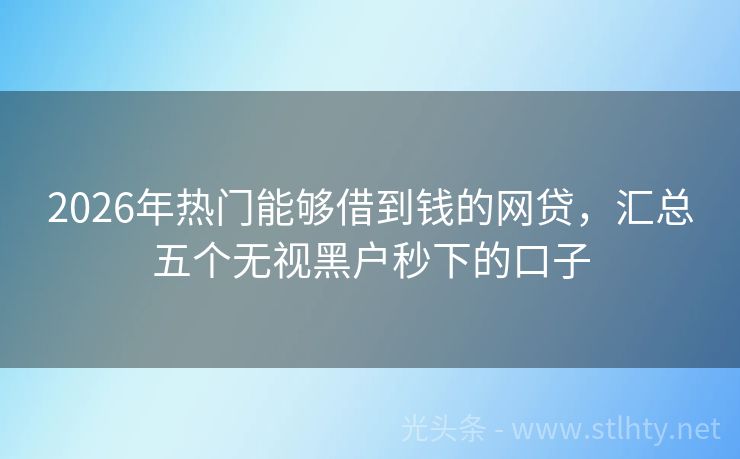 2026年热门能够借到钱的网贷，汇总五个无视黑户秒下的口子