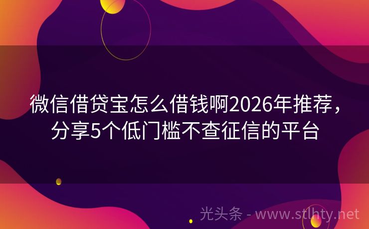 微信借贷宝怎么借钱啊2026年推荐，分享5个低门槛不查征信的平台
