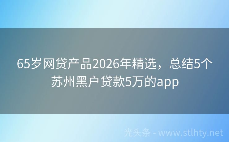 65岁网贷产品2026年精选，总结5个苏州黑户贷款5万的app
