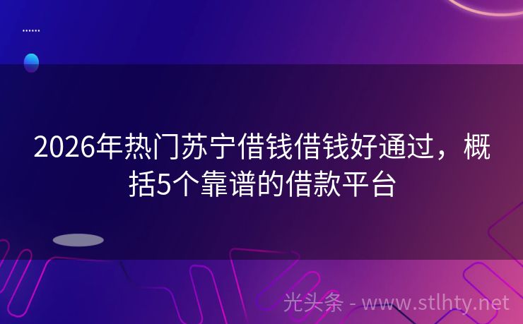 2026年热门苏宁借钱借钱好通过，概括5个靠谱的借款平台